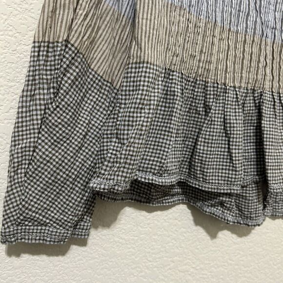 Khadi and Co. Bess Nielsen Blouse Stripe Medium Brown Blue - Picture 8 of 16